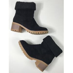 Boutique By Corkys Women's 9 Black Cotton Sherpa Booties Winter Fall Cute